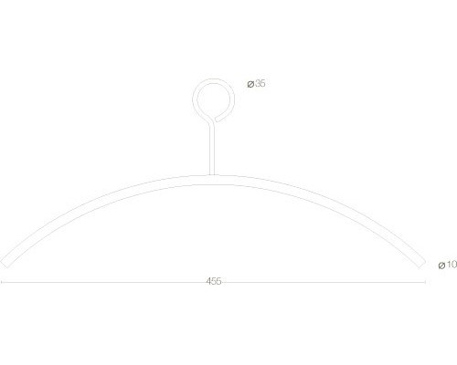 Technische tekening van een kledinghanger met afmetingen