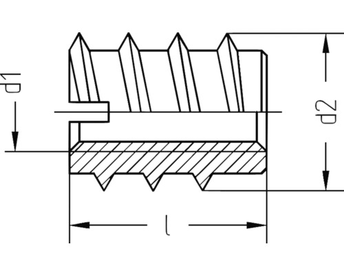 Technische tekening van een draadbus met afmetingen