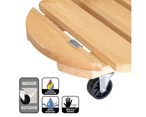 Houten plantenroller met wielen voor binnen- en buitengebruik