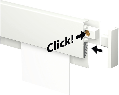 Detailopname van een deurafdichting met klikmechanisme voor eenvoudige montage