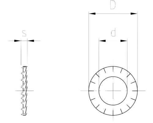 Technische tekening van een schroef met maatgegevens