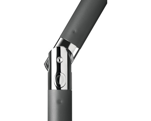 Detailopname van een parasolscharnier voor het instellen van de hellingshoek