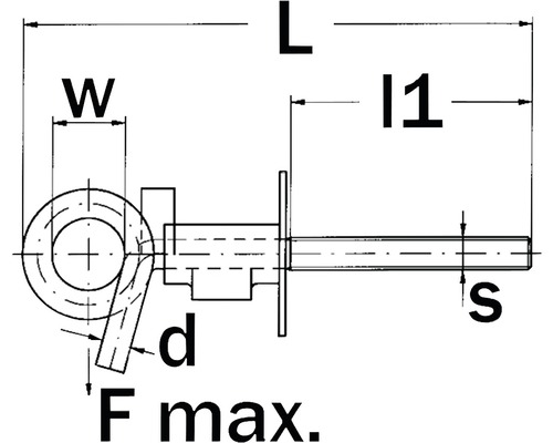 Technische tekening van een bout met afmetingen
