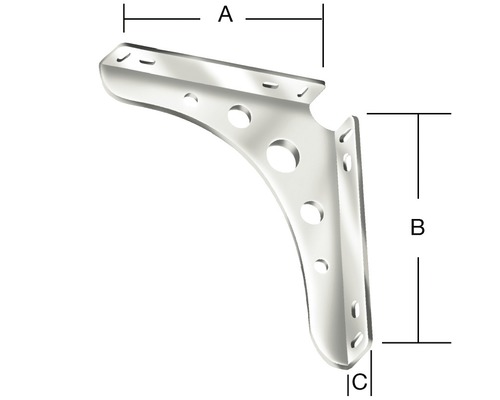 Wandschapbeugel met maatvoering A, B en C