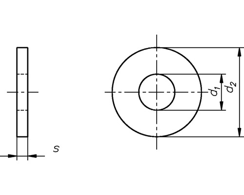 Technische tekening van een sluitring met afmetingen
