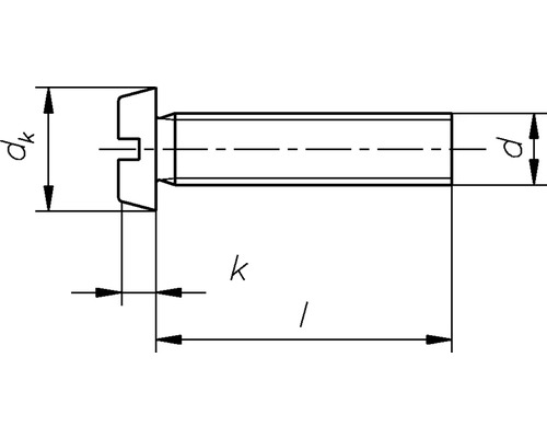 Technische tekening van een schroef met afmetingen