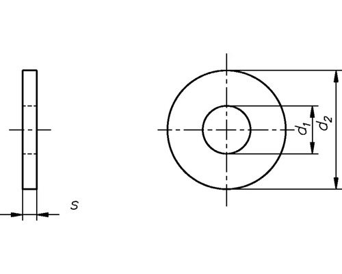 Technische tekening van een sluitring met afmetingen
