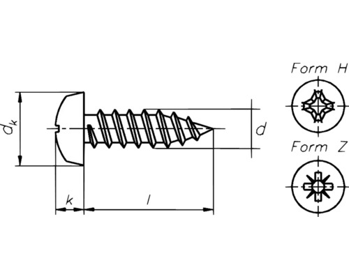 Technische tekening van een schroef met maatvoering