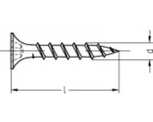 Technische tekening van een schroef met afmetingen.