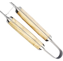 Barbecuetang van roestvrij staal met houten handgrepen