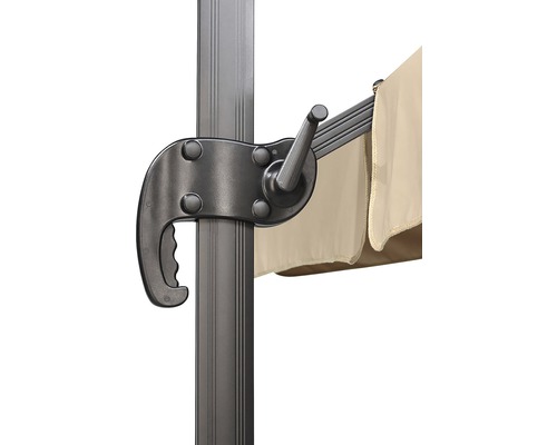 Detailweergave van een parasol met slinger mechanisme