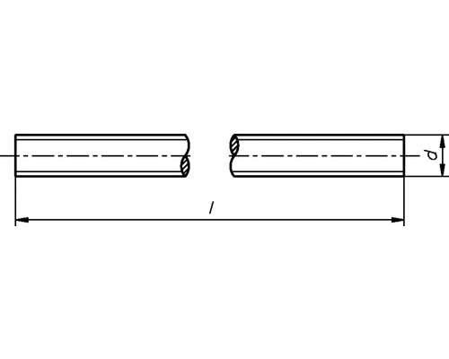 Technische tekening van een buis met lengte-aanduiding