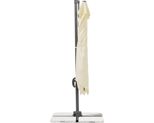 Gesloten zweefparasol met parasolvoet