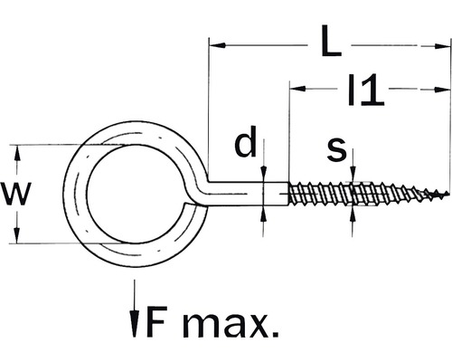 Tekening van een ringschroef-houtschroefontwerp met maatlijnen