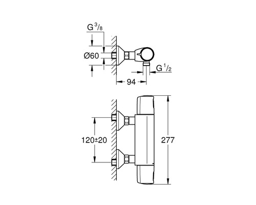 Technische tekening van een badkamerradiator met maatvoering