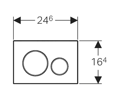 Afmetingen van een bedieningspaneel voor een toilet: 246 x 164 millimeter.