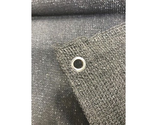 Close-up van een zwart zonneschermnet met oogje