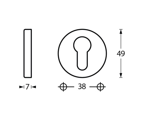 Technische tekening van een deurslot met afmetingen