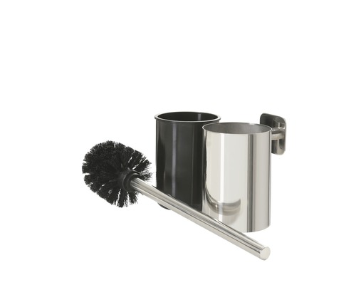 Toiletborstelgarnituur met wandhouder van metaal en kunststof