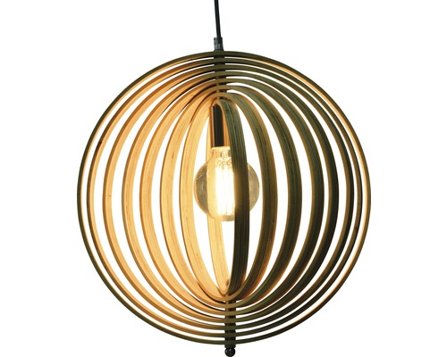 Houten hanglamp met ronde vorm