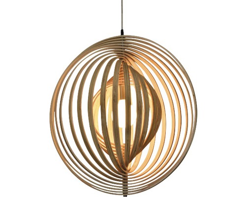 Houten hanglamp met bolvormig ontwerp