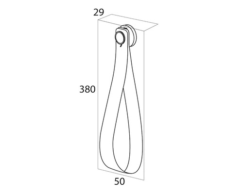 Tekening van een meubelgreep met de afmetingen 29, 380 en 50 millimeter.