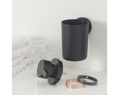 Wandzeepdispenser met reservoir, pomp en accessoires