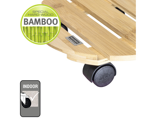 Plantenroller van bamboe met wielen voor gebruik binnenshuis