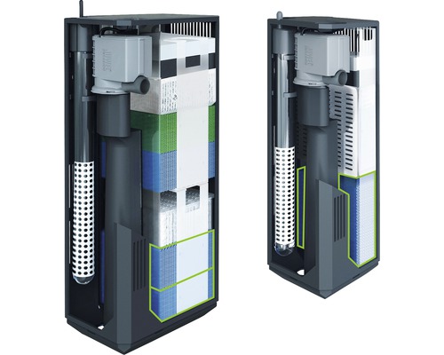 Intern aquariumfilter met verschillende filtermedia