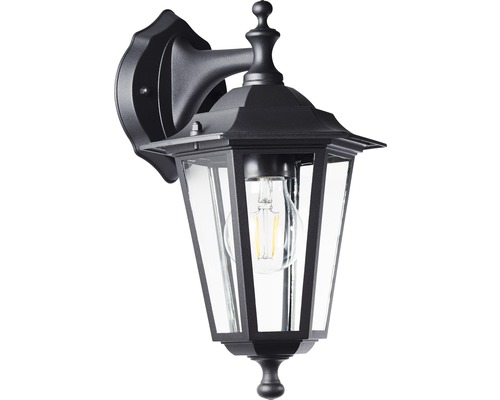Zwarte buitenwandlamp met helder glas