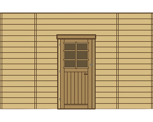 Houten tuinhuis met houten deur en ramen
