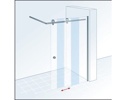 Glazen schuifdeur douchecabine met schuifbereik