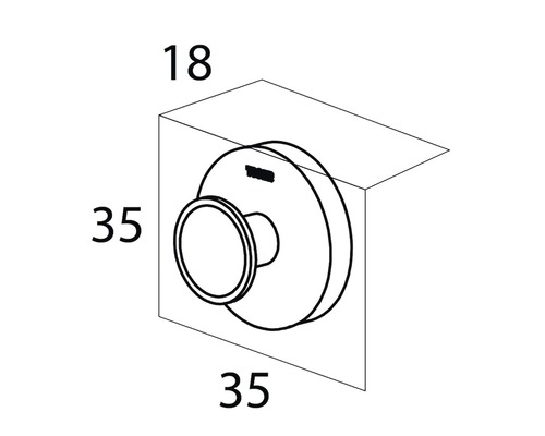 Technische tekening van een wandhaak met maatvoering