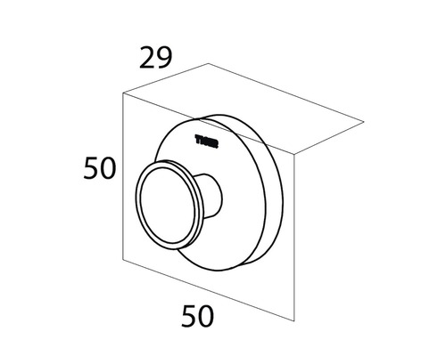 Technische tekening van een wandhaak met afmetingen