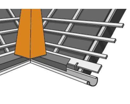 Illustratie van een dakafvoersysteem met dakgoot en regenpijp