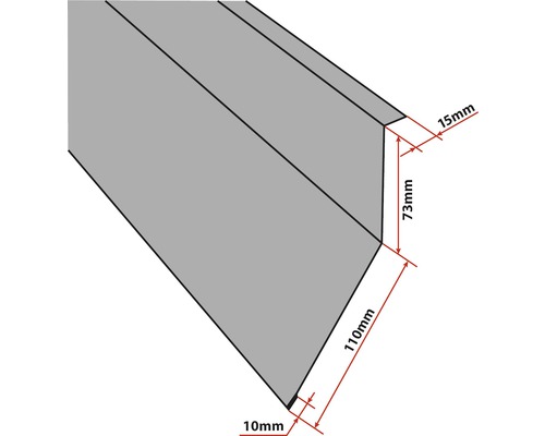 Schema van een hoekprofiel met maatvoering