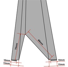 Technische tekening van een bouwelement met maatvoering in millimeters