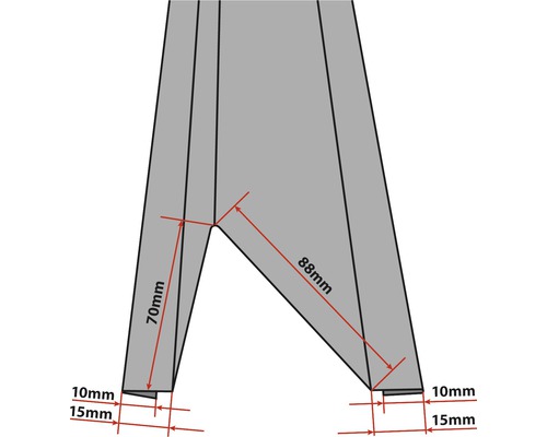 Technische tekening van een bouwelement met maatvoering in millimeters