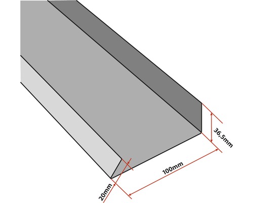 PRECIT Randhoek slagregenschort voor dakpanplaat, RAL3009 oxiderood, 2000x100 mm