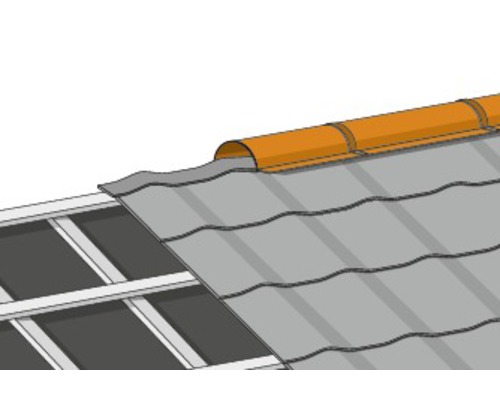 PRECIT Nokvorst halfrond voor dakpanplaat, RAL3009 oxiderood, 2000x280 mm