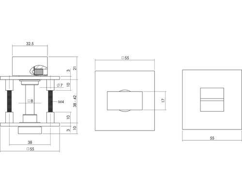 Technische tekening van een product met verschillende afmetingen