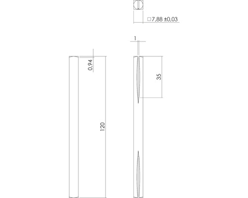 Technische tekening van een plug met afmetingen