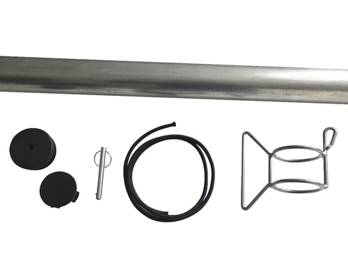 Metalen stang met accessoires zoals rubberen ring, metalen houder en pluggen