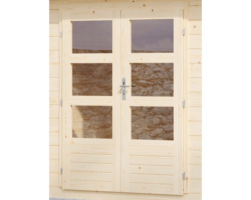 Houten dubbele deur met glas voor tuinhuis