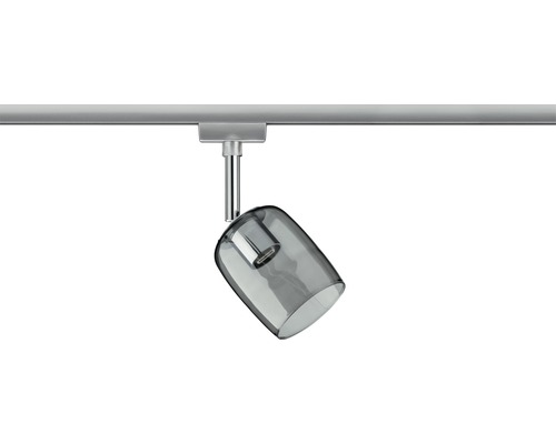 Plafondspot met transparante kap op een rail