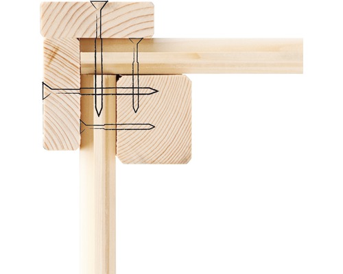 Houten frame bevestigd met schroeven