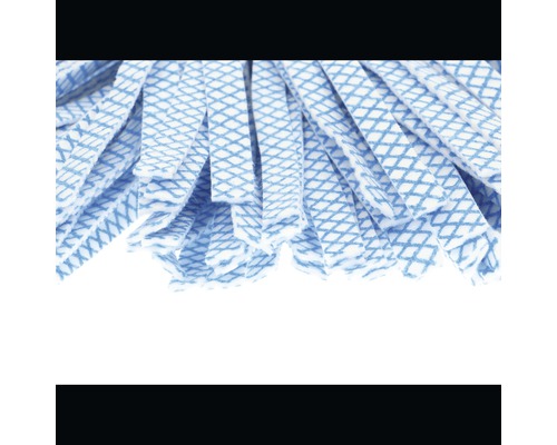 Detail van een dweilkop met textielstroken