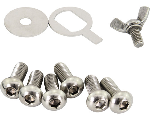 Set met schroeven, sluitring, beugelschijf en vleugelmoer