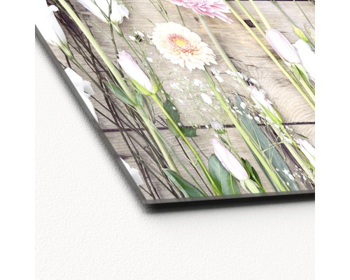 Decoratieve bloemen op houten acrylglasafbeelding