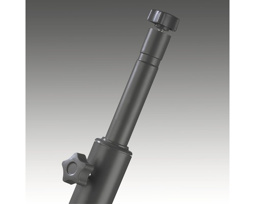 Detail van een statiefstang met stelschroeven